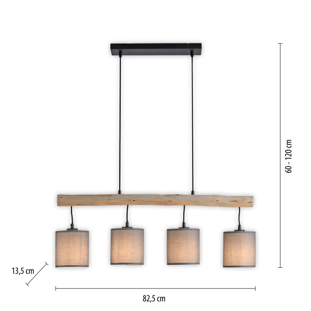 Leuchten-Direkt GREEN TRIBU Pendant Light Ecru, black, 4-light sources