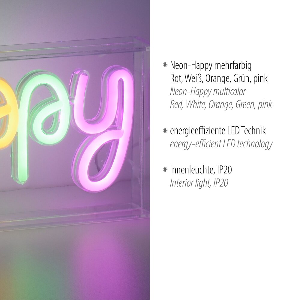 Leuchten-Direkt NEON-HAPPY decorative light LED transparent, clear, 1-light source