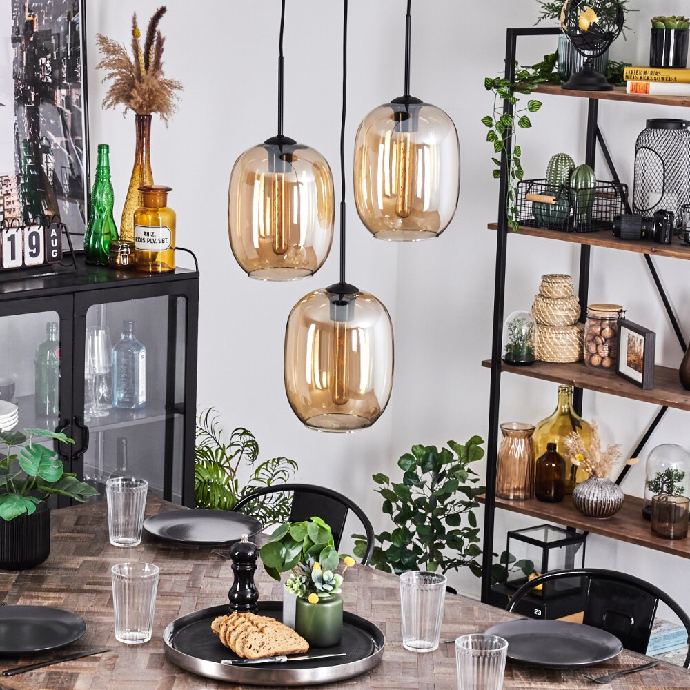 APEDO Pendant Light Amber, 3-light sources