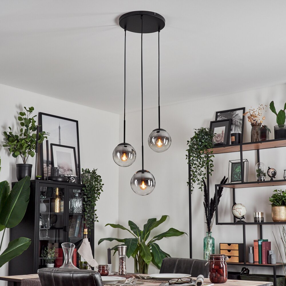 GASTOR Pendant Light - glass clear, Smoke-coloured, 3-light sources