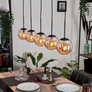 GASTOR Pendant Light - glass Amber, 5-light sources