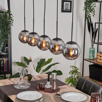 GASTOR Pendant Light - glass Smoke-coloured, 5-light sources