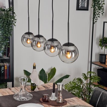 GASTOR Pendant Light - glass chrome, clear, Smoke-coloured, 4-light sources