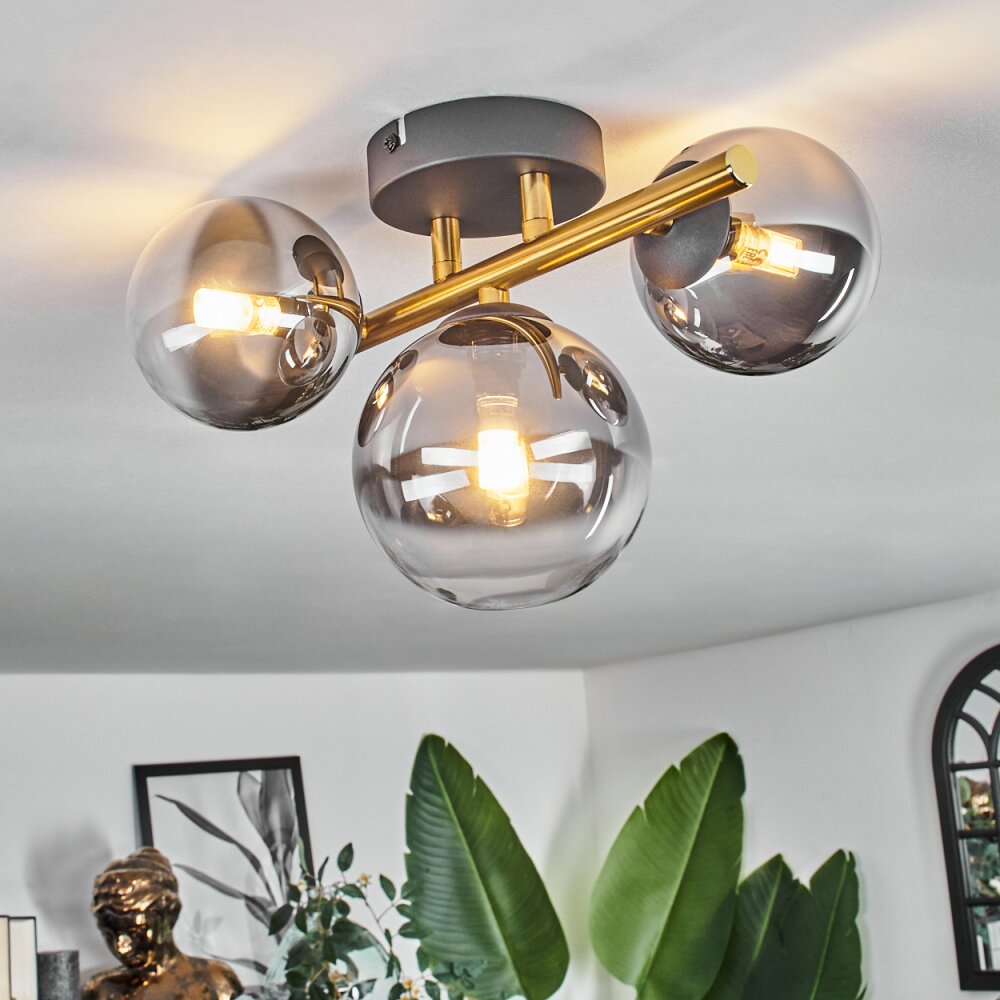 CHEHALIS Ceiling Light - glass gold, black, 3-light sources
