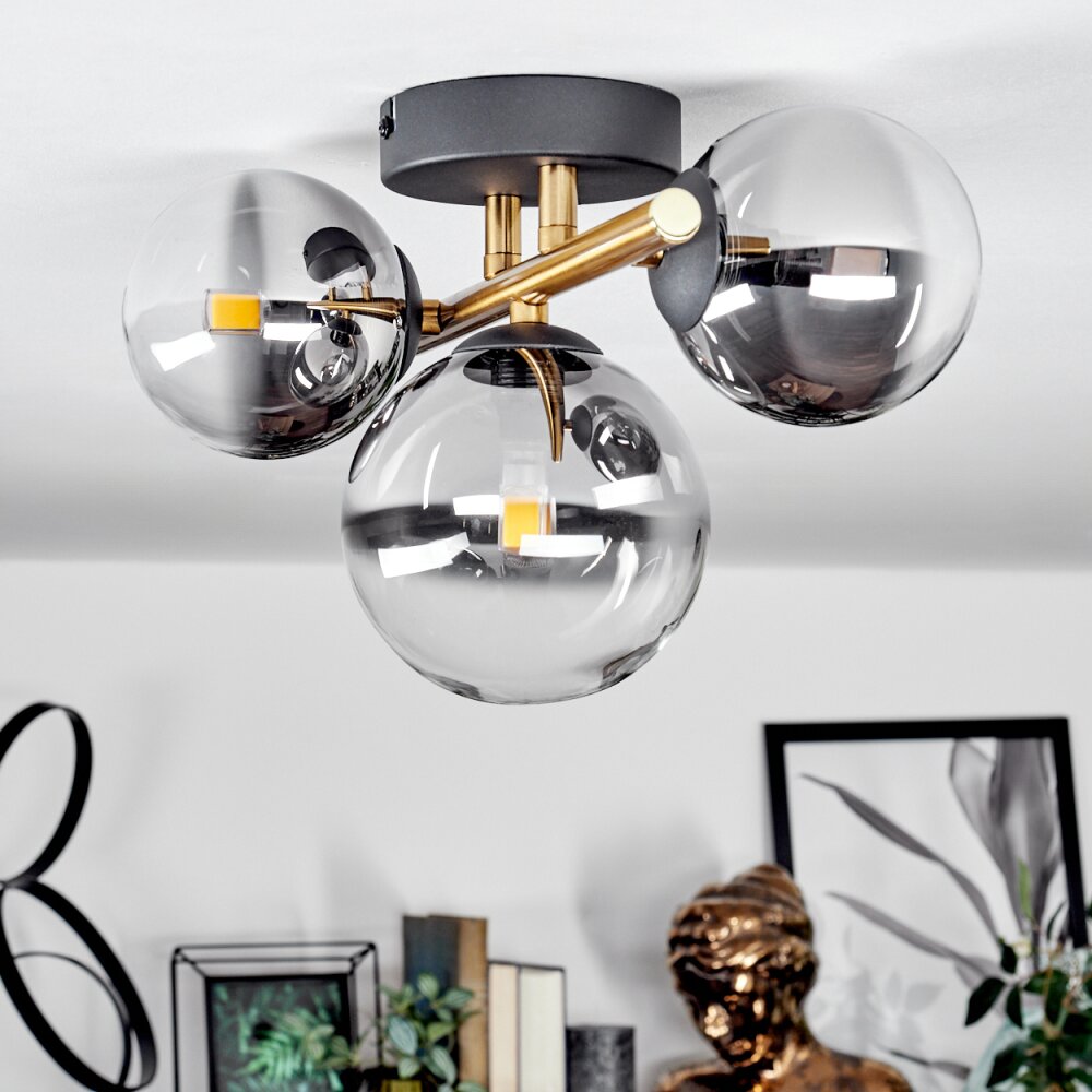 CHEHALIS Ceiling Light - glass gold, black, 3-light sources