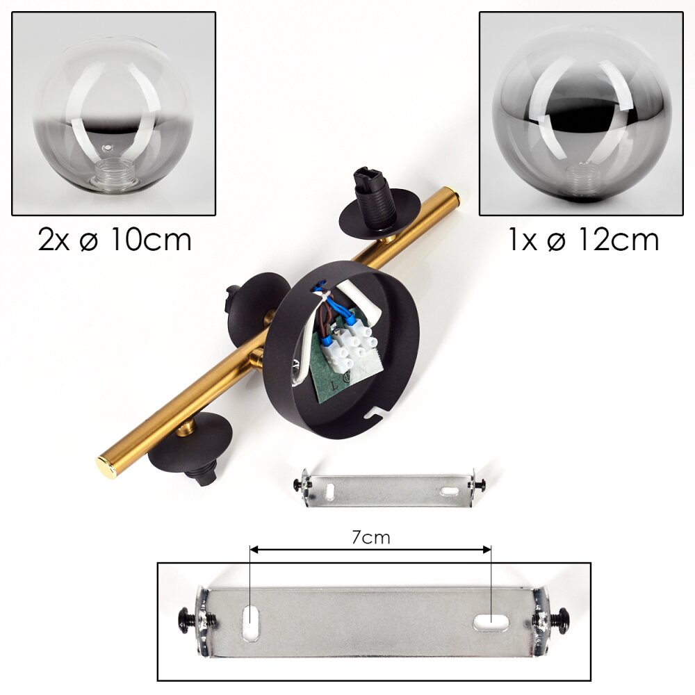 CHEHALIS Ceiling Light - glass gold, black, 3-light sources