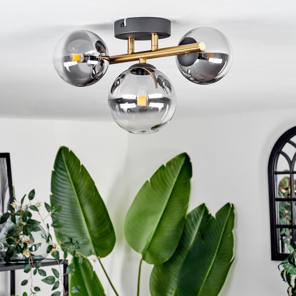 CHEHALIS Ceiling Light - glass gold, black, 3-light sources