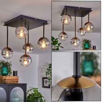 CHEHALIS Ceiling Light - glass gold, black, 5-light sources