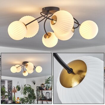 CHEHALIS Ceiling Light - glass gold, black, 6-light sources