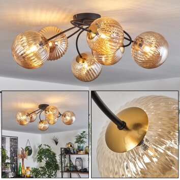 CHEHALIS Ceiling Light - glass gold, black, 6-light sources