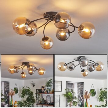 CHEHALIS Ceiling Light - glass Amber, Smoke-coloured, 6-light sources