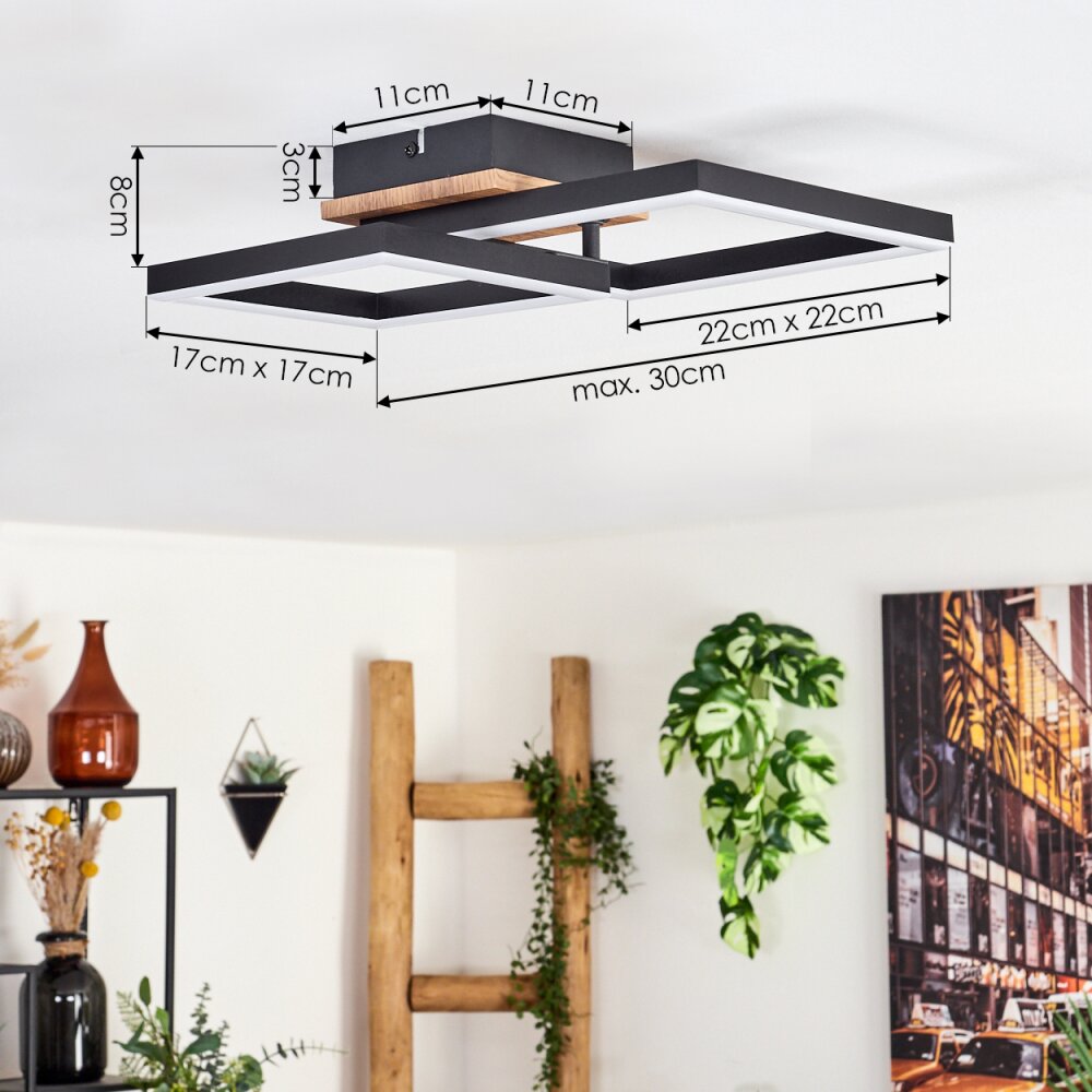 BEALO Ceiling Light LED brown, Wood like finish, 1-light source