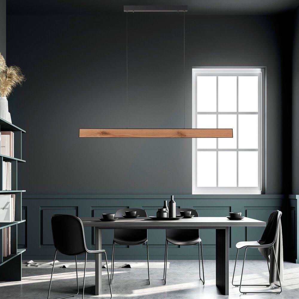 Paul-Neuhaus NANIA Pendant Light LED Wood like finish, black, 1-light source