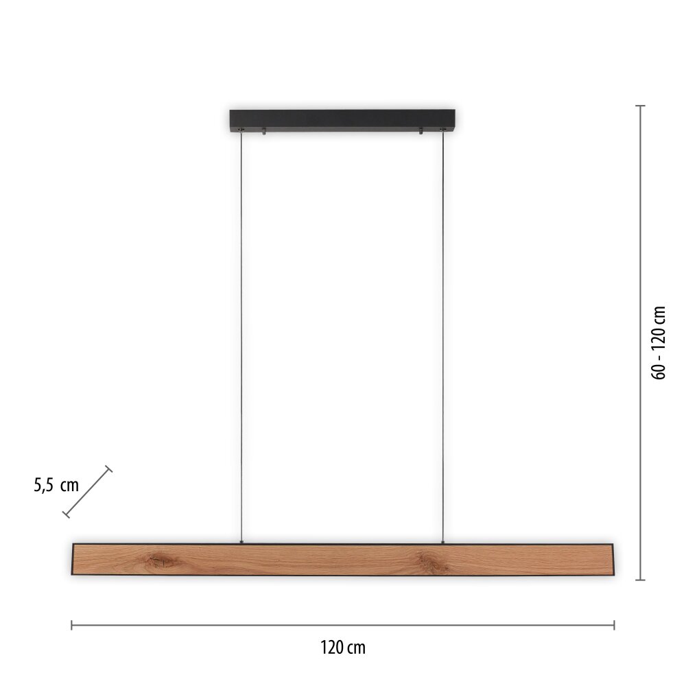 Paul-Neuhaus NANIA Pendant Light LED Wood like finish, black, 1-light source
