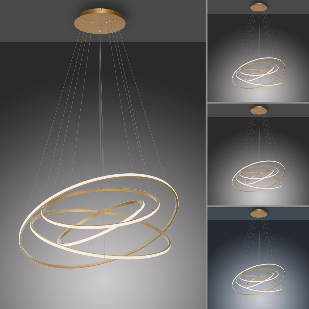 Paul-Neuhaus TESSARA Pendant Light LED gold, 1-light source, Remote control