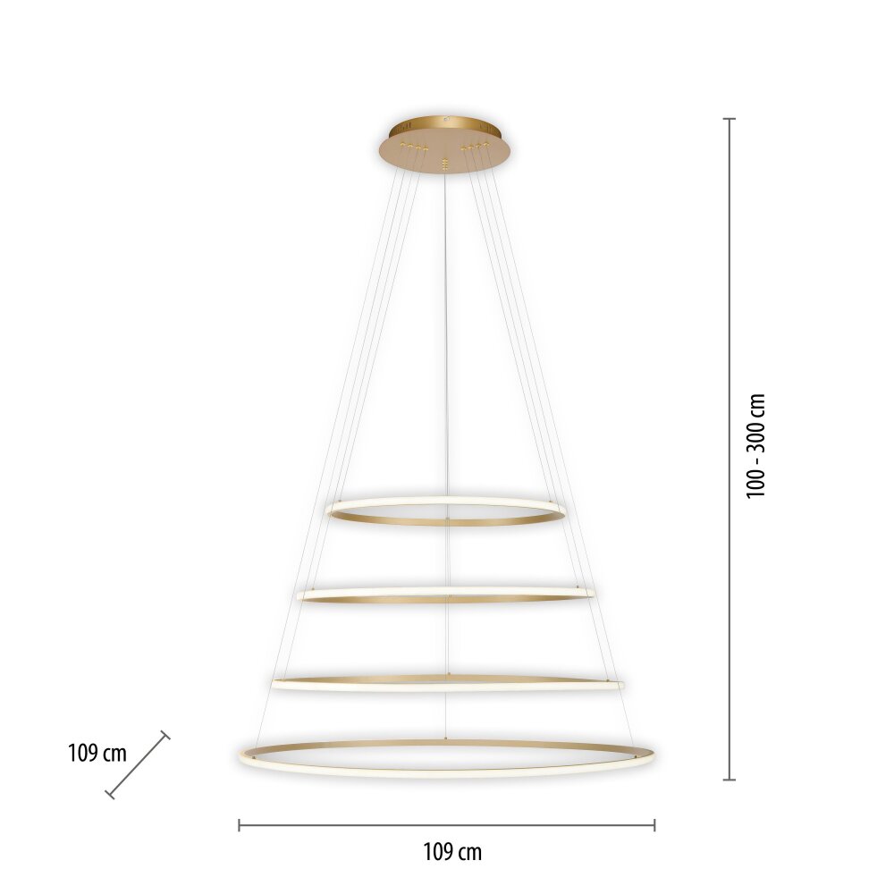 Paul-Neuhaus TESSARA Pendant Light LED gold, 1-light source, Remote control