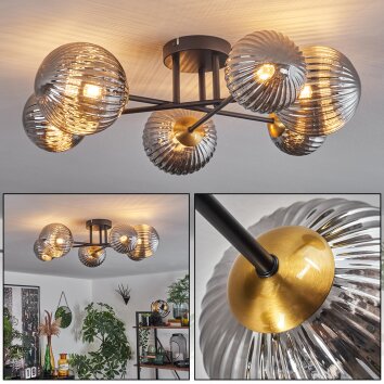 Chehalis Ceiling Light - glass 10 cm, 12 cm, 15 cm gold, black, 6-light sources