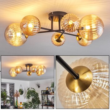 Chehalis Ceiling Light - glass 10 cm, 12 cm, 15 cm gold, black, 6-light sources