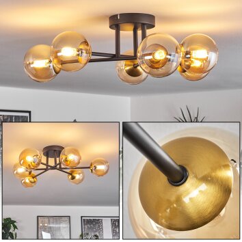 Chehalis Ceiling Light - glass 10 cm gold, black, 6-light sources