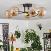 Chehalis Ceiling Light - glass 12 cm gold, black, 6-light sources