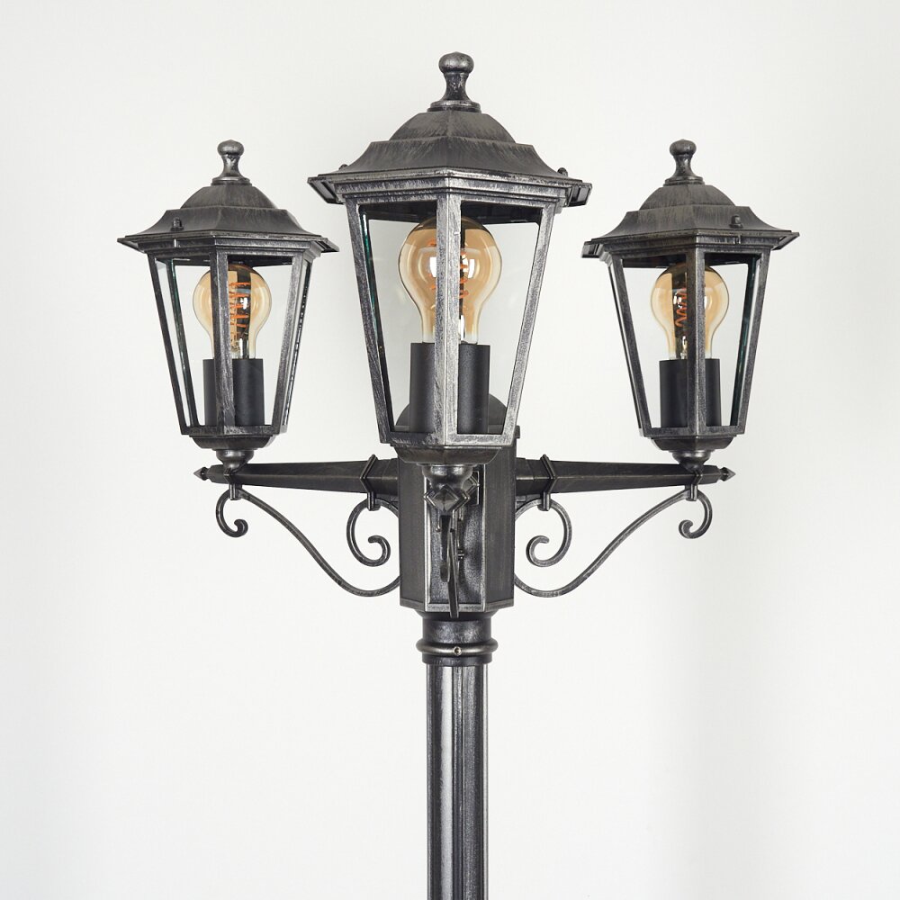 Loria Lamp Post black, silver, 3-light sources