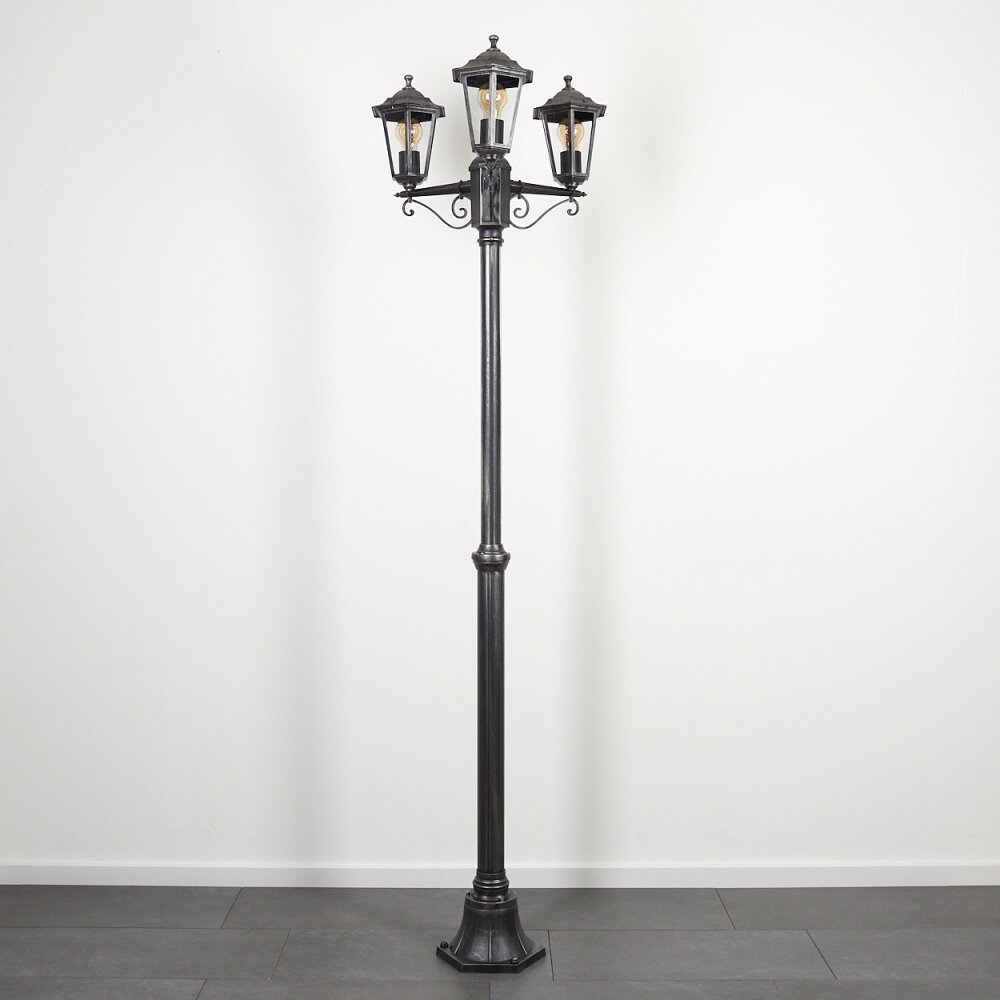 Loria Lamp Post black, silver, 3-light sources