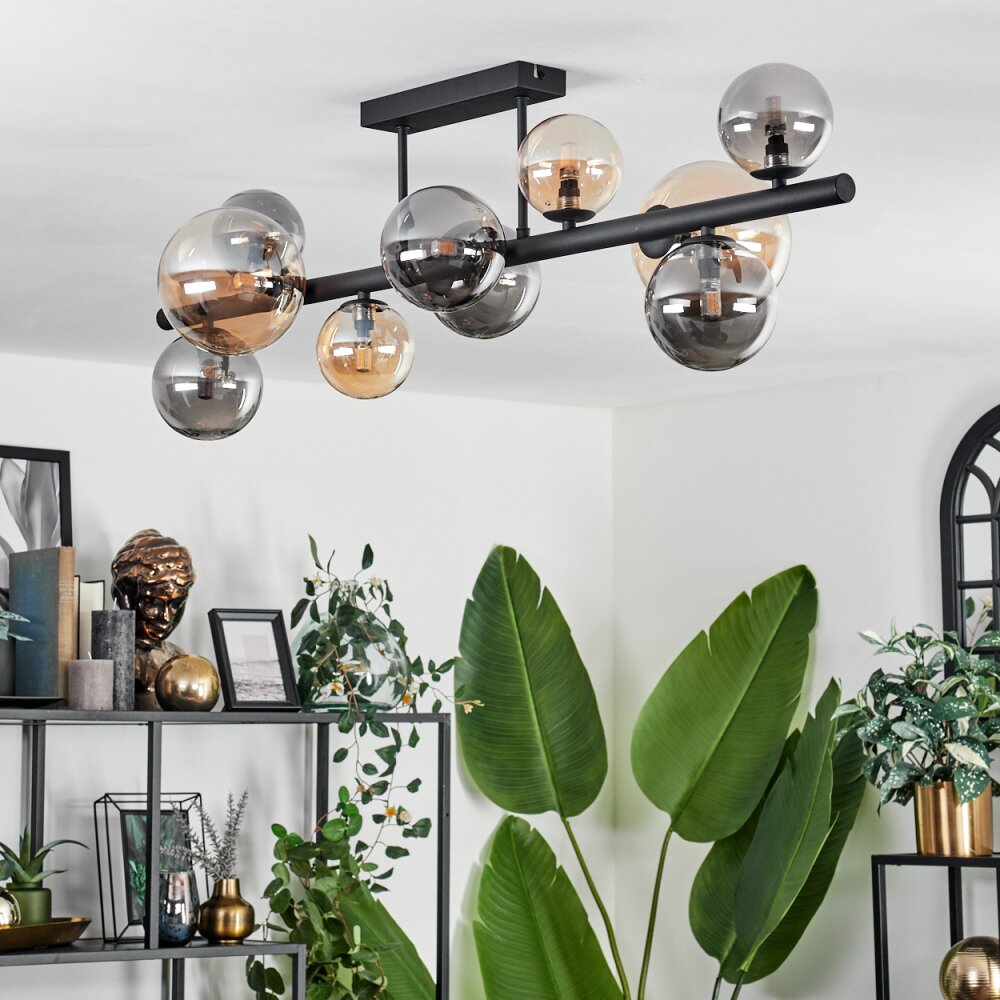 Chehalis Ceiling Light - glass 10 cm, 12 cm, 15 cm Amber, Smoke-coloured, 10-light sources