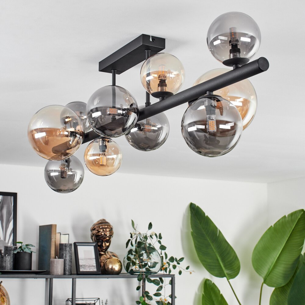 Chehalis Ceiling Light - glass 10 cm, 12 cm, 15 cm Amber, Smoke-coloured, 10-light sources