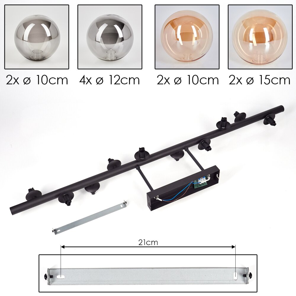 Chehalis Ceiling Light - glass 10 cm, 12 cm, 15 cm Amber, Smoke-coloured, 10-light sources