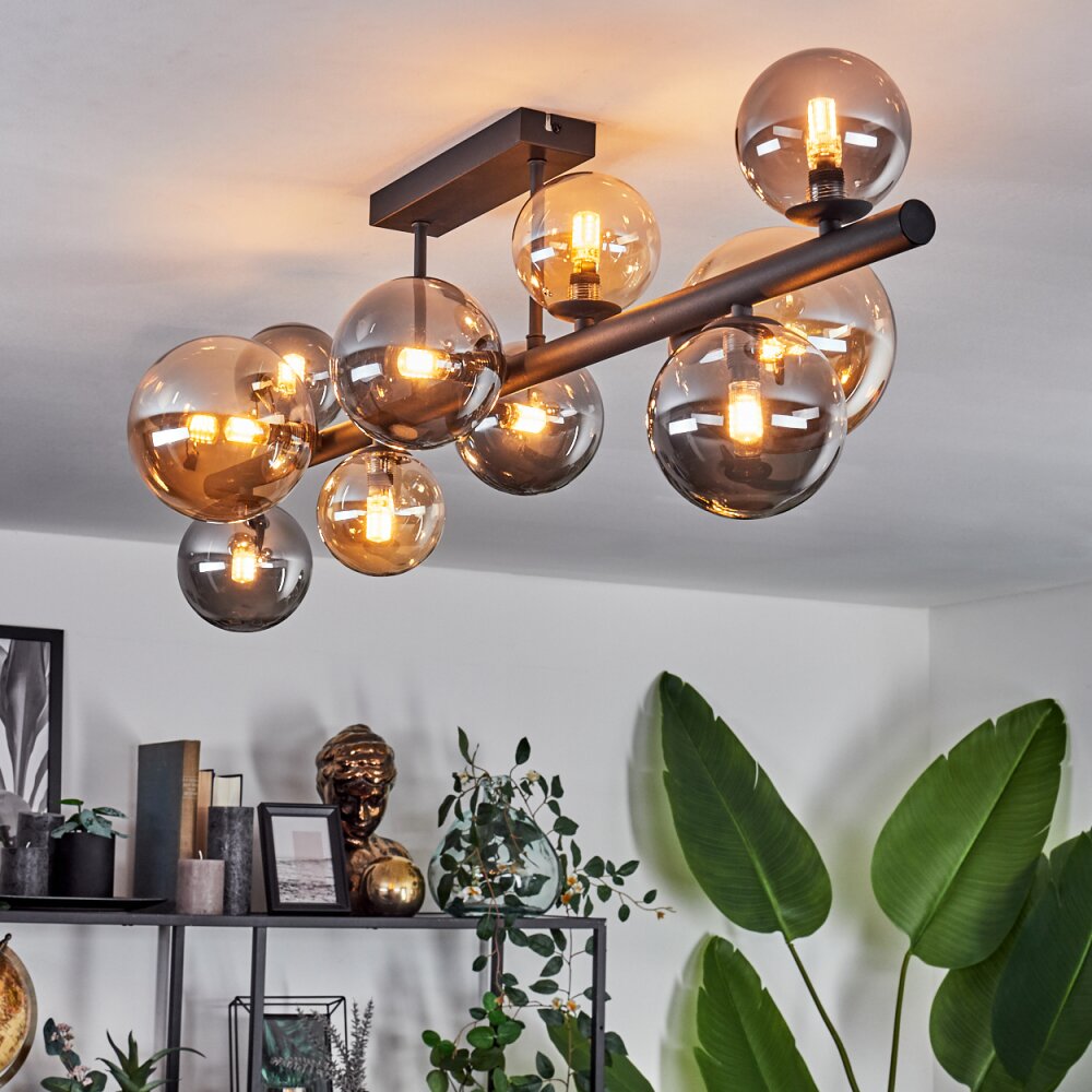 Chehalis Ceiling Light - glass 10 cm, 12 cm, 15 cm Amber, Smoke-coloured, 10-light sources