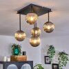 Chehalis Ceiling Light - glass 12 cm gold, black, 5-light sources