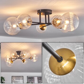 Chehalis Ceiling Light - glass 10 cm, 12 cm, 15 cm gold, black, 6-light sources