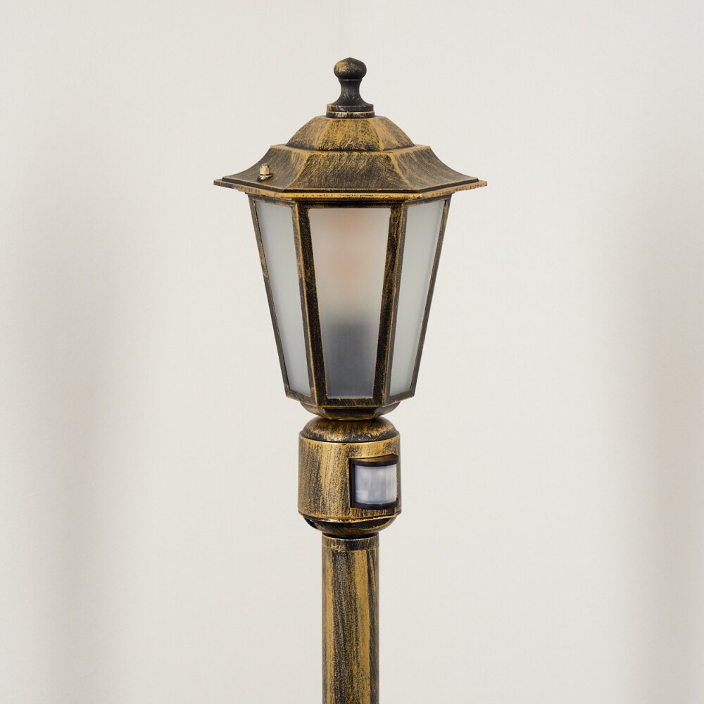 Loria path light brown, gold, black, 1-light source, Motion sensor
