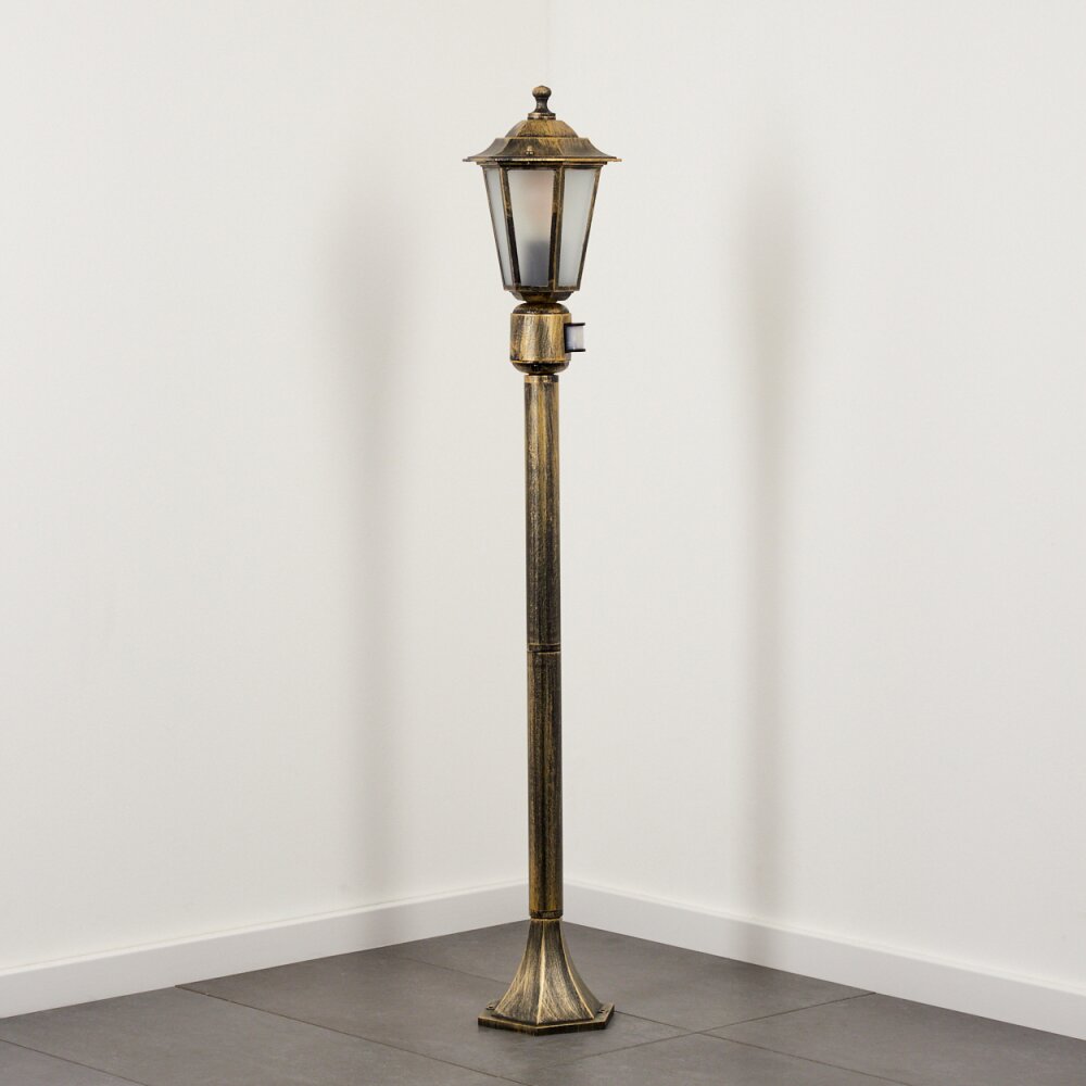Loria path light brown, gold, black, 1-light source, Motion sensor