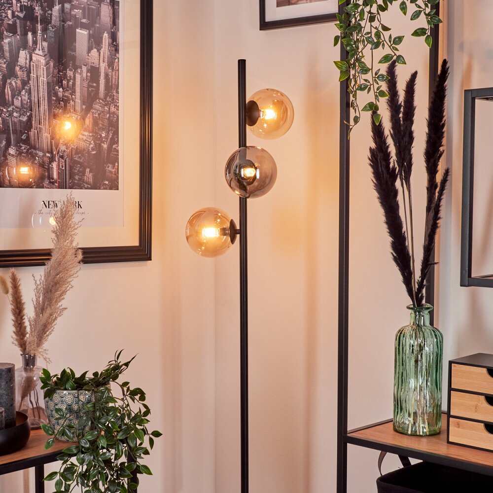 Remaisnil Floor Lamp - glass 12 cm Amber, Smoke-coloured, 3-light sources