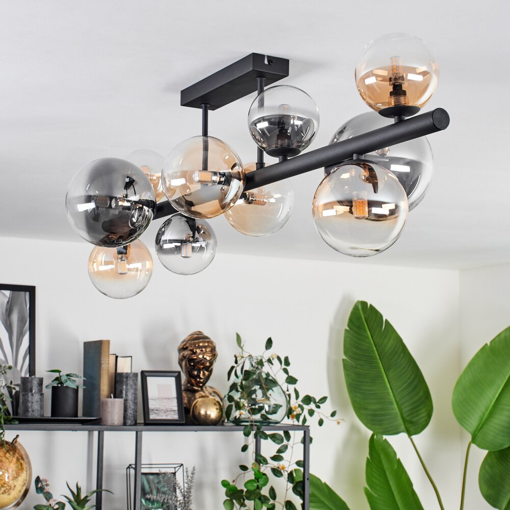 Chehalis Ceiling Light - glass 10 cm, 12 cm, 15 cm Amber, clear, Smoke-coloured, 10-light sources