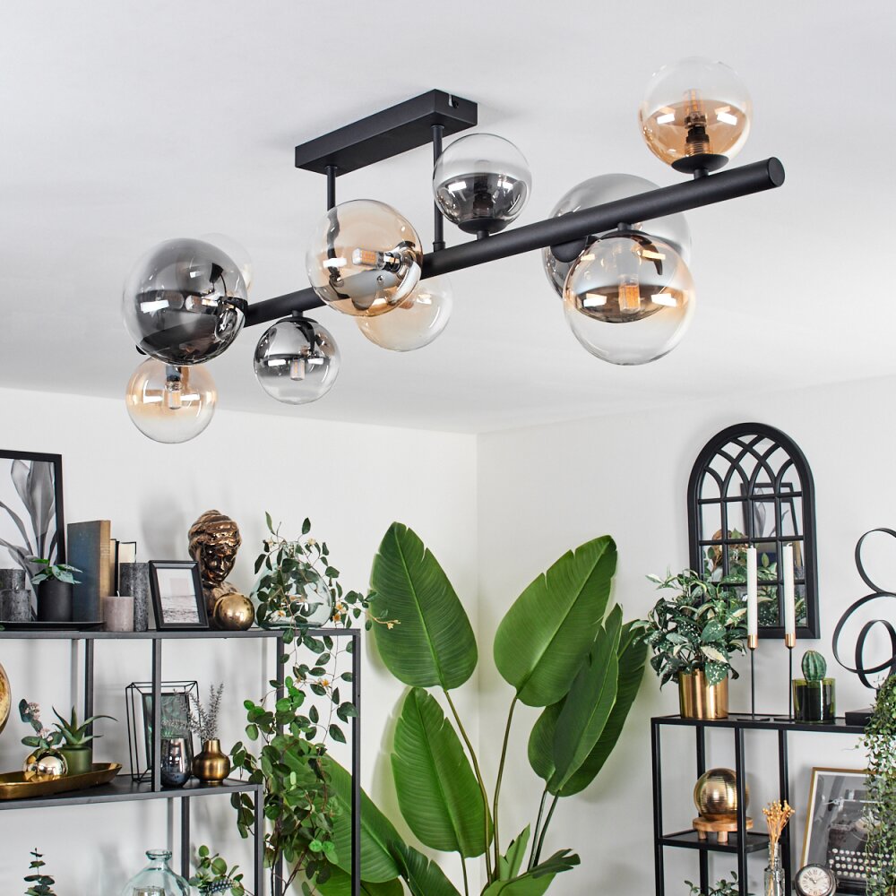 Chehalis Ceiling Light - glass 10 cm, 12 cm, 15 cm Amber, clear, Smoke-coloured, 10-light sources