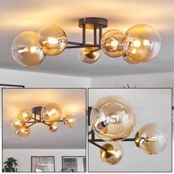 Chehalis Ceiling Light - glass 10 cm, 12 cm, 15 cm gold, black, 6-light sources