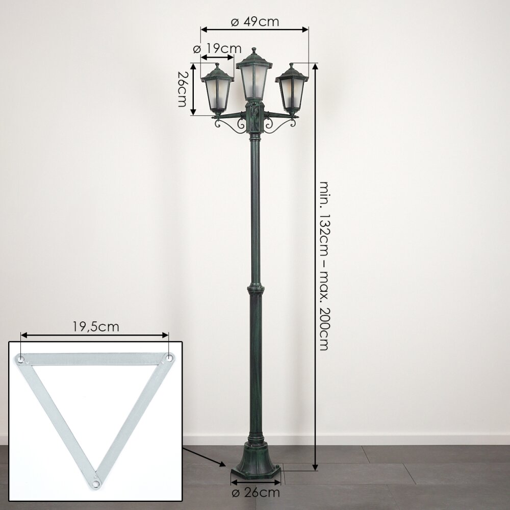 Loria Lamp Post green, black, 3-light sources