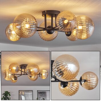 Chehalis Ceiling Light - glass 12 cm, 15 cm Amber, 6-light sources