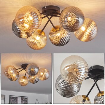 Chehalis Ceiling Light - glass 15 cm gold, black, 6-light sources