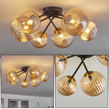 Chehalis Ceiling Light - glass 12 cm, 15 cm gold, black, 6-light sources