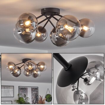 Chehalis Ceiling Light - glass 12 cm, 15 cm clear, Smoke-coloured, 6-light sources