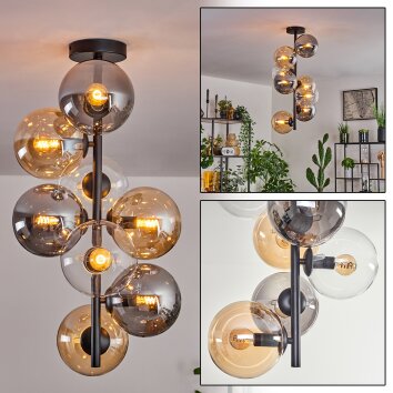 Gastor Ceiling Light - glass 15 cm Amber, clear, Smoke-coloured, 8-light sources