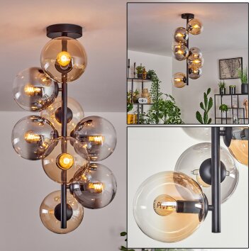 Gastor Ceiling Light - glass 15 cm Amber, clear, Smoke-coloured, 8-light sources