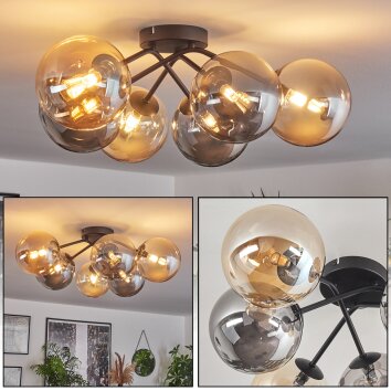 Chehalis Ceiling Light - glass 15 cm Amber, Smoke-coloured, 6-light sources