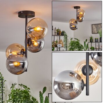 Gastor Ceiling Light - glass 15 cm Amber, Smoke-coloured, 4-light sources