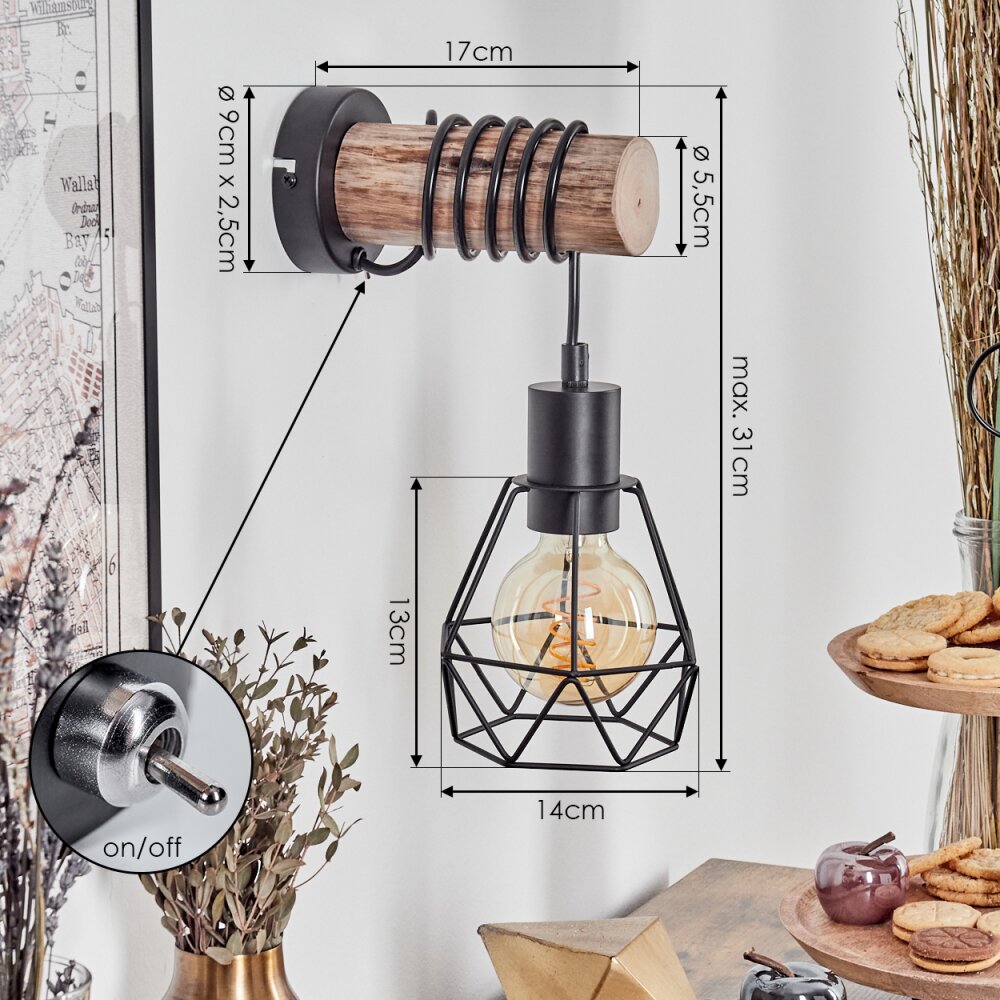 Yaak Wall Light Ecru, black, 1-light source