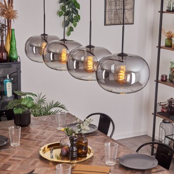 Apedo Pendant Light - glass 30 cm clear, Smoke-coloured, 4-light sources