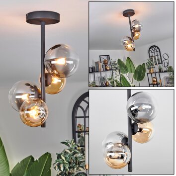 Chehalis Ceiling Light - glass 10 cm, 12 cm Amber, clear, Smoke-coloured, 4-light sources